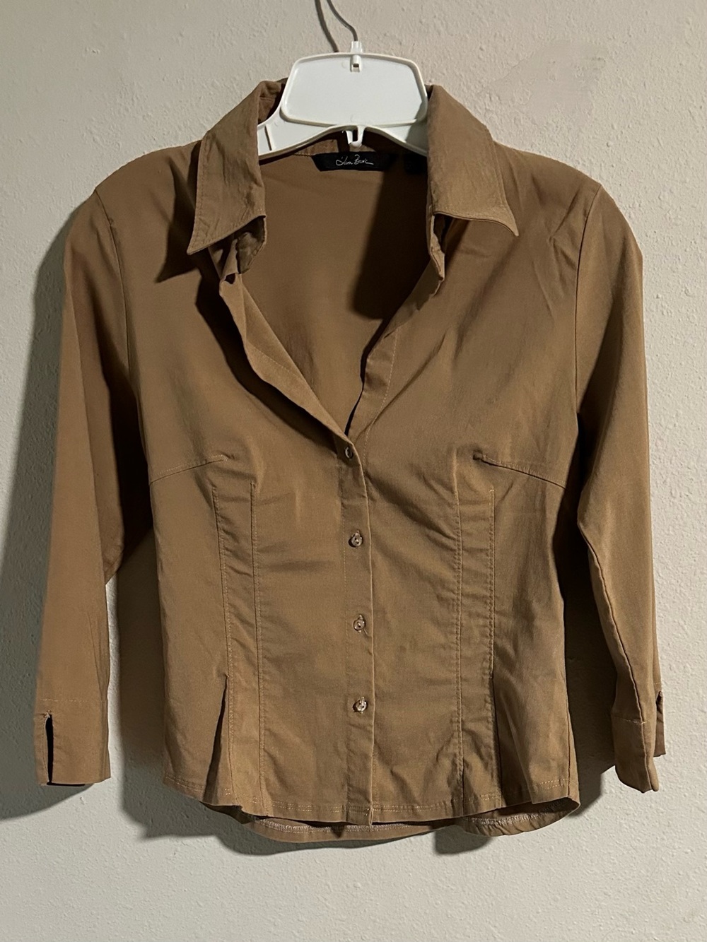 Zara Basic Tan Button-Front Women's Shirt